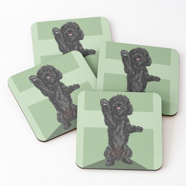 Item preview, Cute Black Cockapoo Dog | Green Background designed and sold by shirinsart.