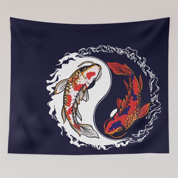 Item preview, Colorful Coi fish Yin Yang Meaning Love designed and sold by urban-color.