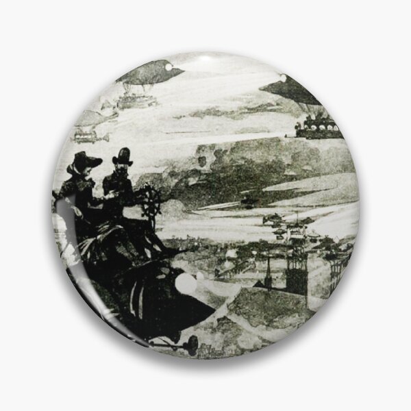 Item preview, Victorian view of the future, flying fish over france Paris la nuit - Albert Robida designed and sold by Vintage Designs +.