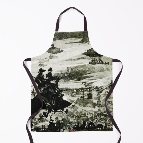 Item preview, Victorian view of the future, flying fish over france Paris la nuit - Albert Robida designed and sold by Vintage Designs +.