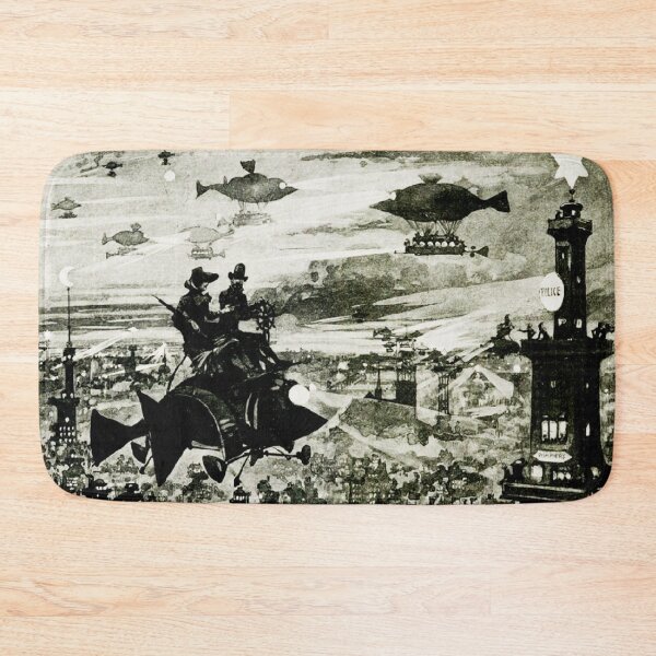 Item preview, Victorian view of the future, flying fish over france Paris la nuit - Albert Robida designed and sold by Vintage Designs +.