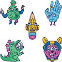 Funny Looking Creatures Monsters 5 piece set Funny Looking Creatures Monsters 5 piece set