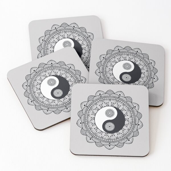 Item preview, Black and white flower mandala Yin Yang Meaning Love designed and sold by urban-color.