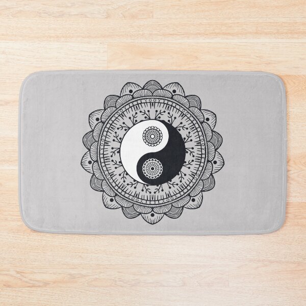 Item preview, Black and white flower mandala Yin Yang Meaning Love designed and sold by urban-color.
