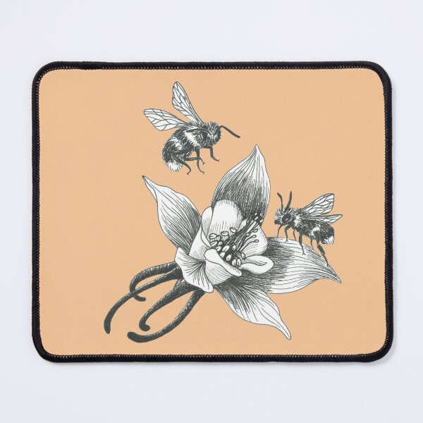 Item preview, honey bees and wild flowers on apricot background designed and sold by EllenLambrichts.