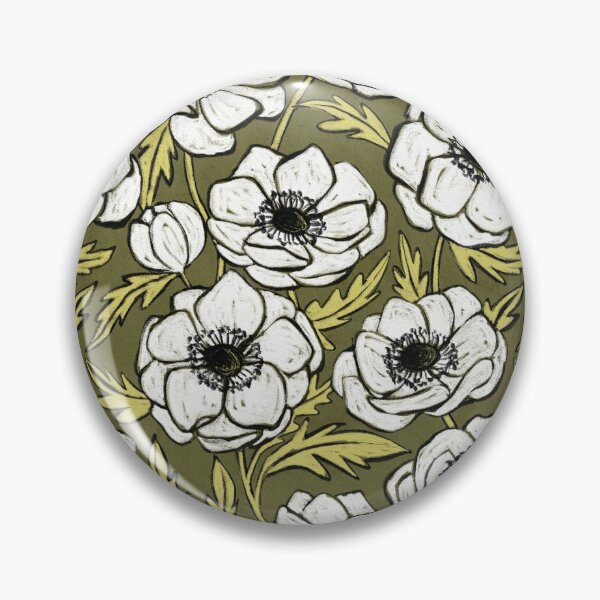Item preview, White Chalk Anemones on Olive Green designed and sold by micklyn.