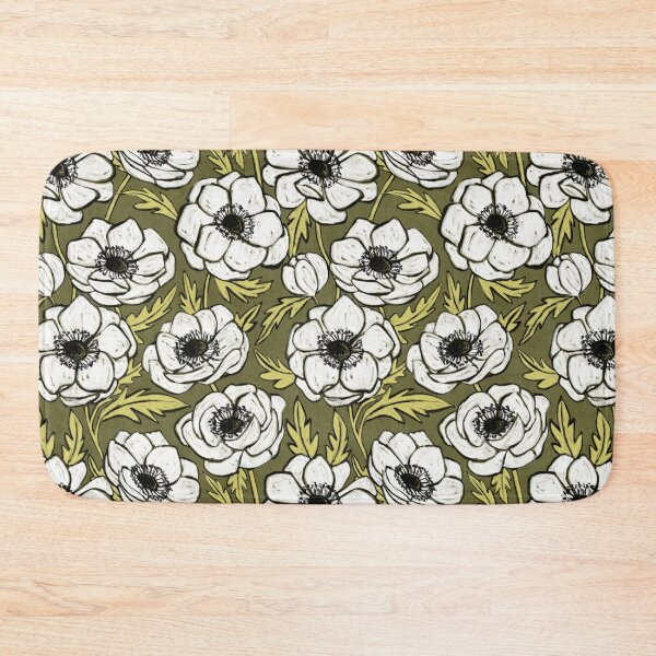 Item preview, White Chalk Anemones on Olive Green designed and sold by micklyn.