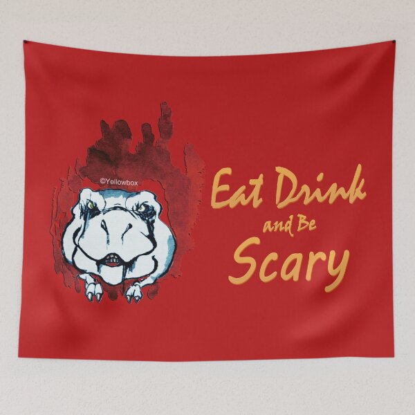 Item preview, Halloween Monsters in Jurassic Hell eat drink and be Scary - Yellowbox ink painting designed and sold by twyellowbox.