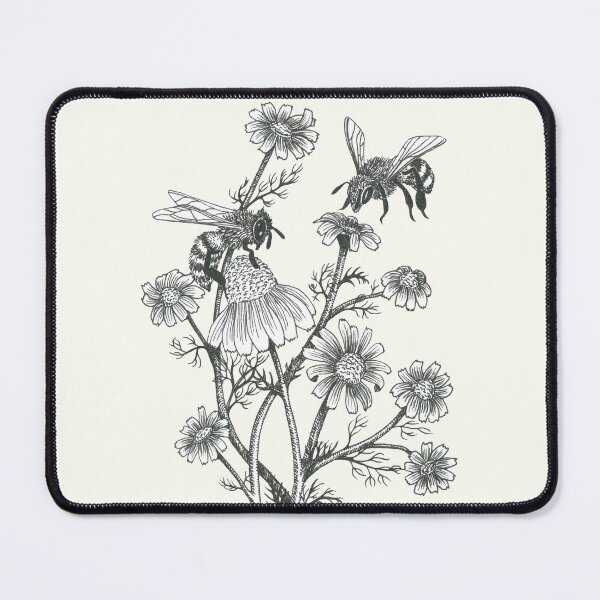 Item preview, bees and chamomile on offwhite background designed and sold by EllenLambrichts.