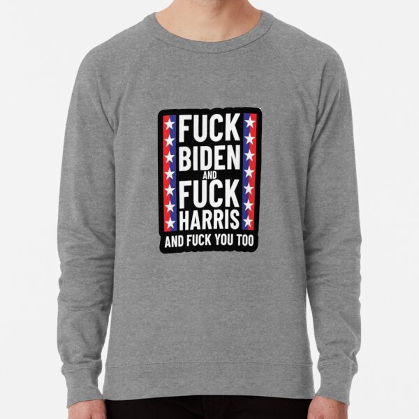 Black/White Strings, Small Anti Biden Pro Trump Unisex 2-Tone Hoodie Sweatshirt Say No to Sleepy Joe 