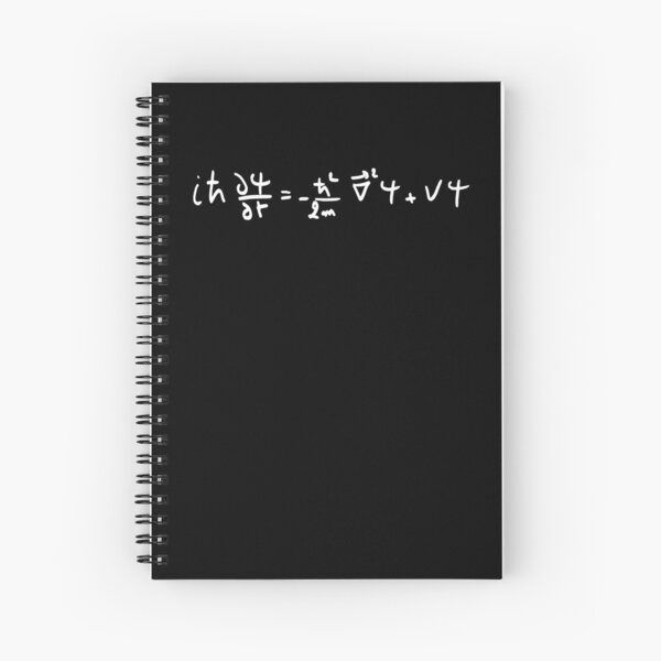 Schrodinger equation handwritten, quantum physics basics dark version Spiral Notebook