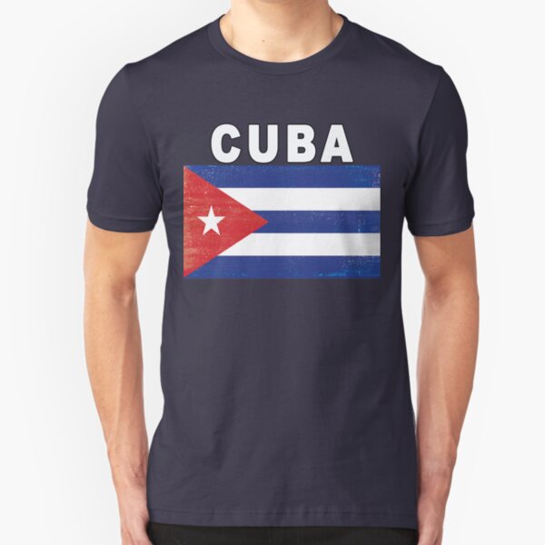 Distressed Cuba Flag HQ Design Slim Fit T-Shirt