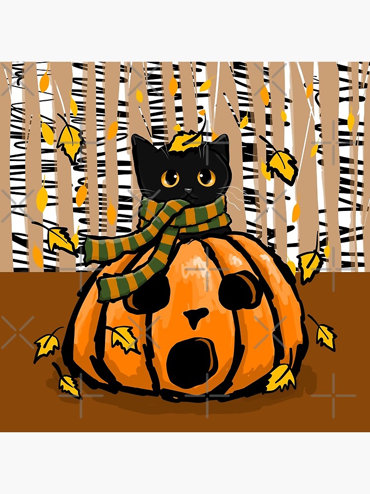 Thumbnail 2 of 2, Art Board Print, Autumn Kitty in A Pumpkin designed and sold by kilkennycat.