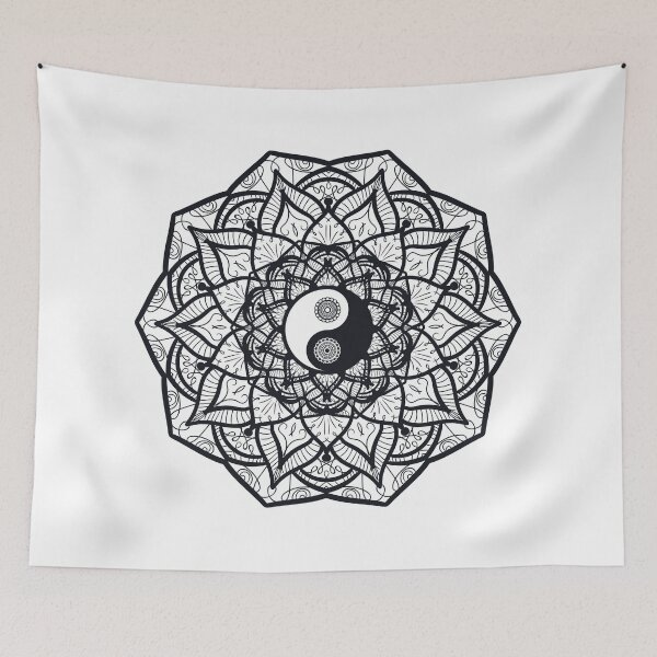 Item preview, Yin Yang  Black and white flower mandala Meaning Love designed and sold by urban-color.