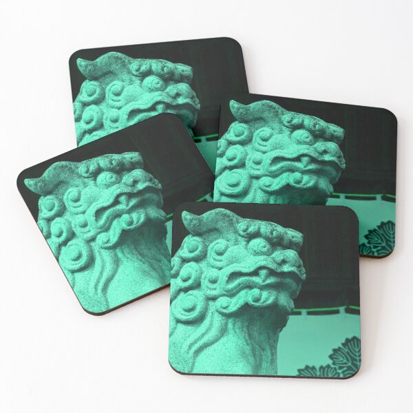 Item preview, Komainu Lion Dog Blue Japan Neon Vaporwave Aesthetic designed and sold by ShirtVibes.