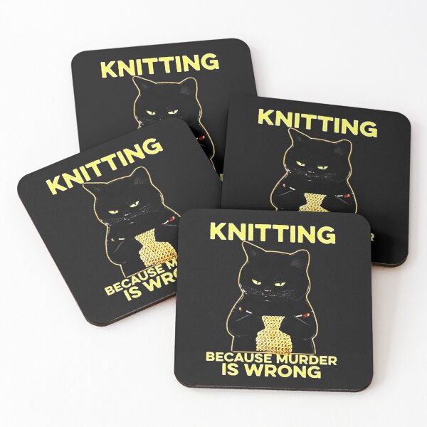 Item preview, Knitting Because Murder Is Wrong Black Cat designed and sold by fivestd3.