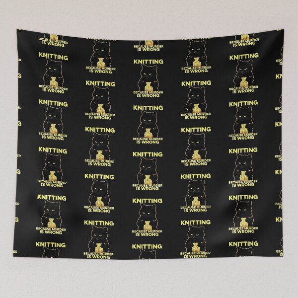 Item preview, Knitting Because Murder Is Wrong Black Cat designed and sold by fivestd3.