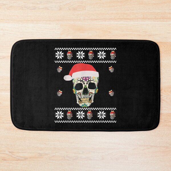Item preview, Ugly Christmas Sugar Skull With Santa hat Apprel designed and sold by katieschunk.