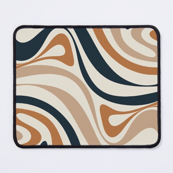 Item preview, New Groove Retro Swirl Abstract Pattern in Cream Beige Navy Russet Earth Tones designed and sold by kierkegaard.