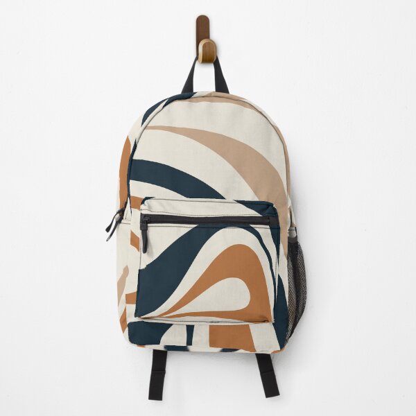 Item preview, New Groove Retro Swirl Abstract Pattern in Cream Beige Navy Russet Earth Tones designed and sold by kierkegaard.