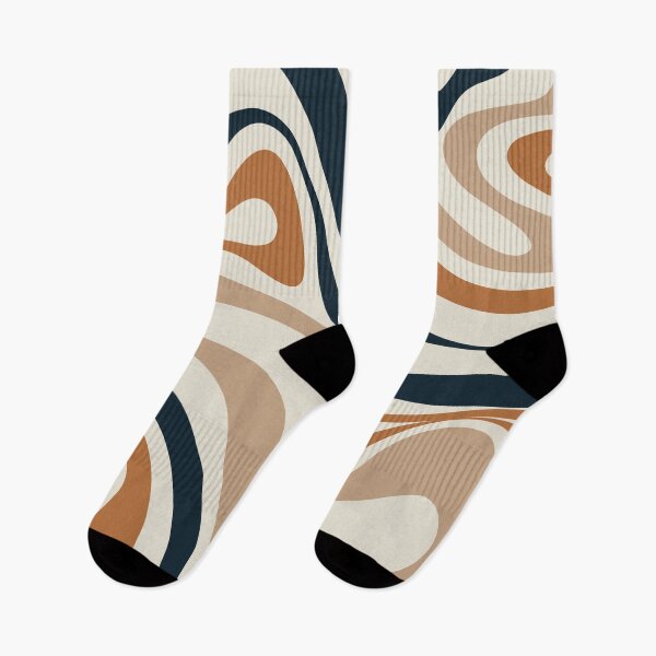 Item preview, New Groove Retro Swirl Abstract Pattern in Cream Beige Navy Russet Earth Tones designed and sold by kierkegaard.