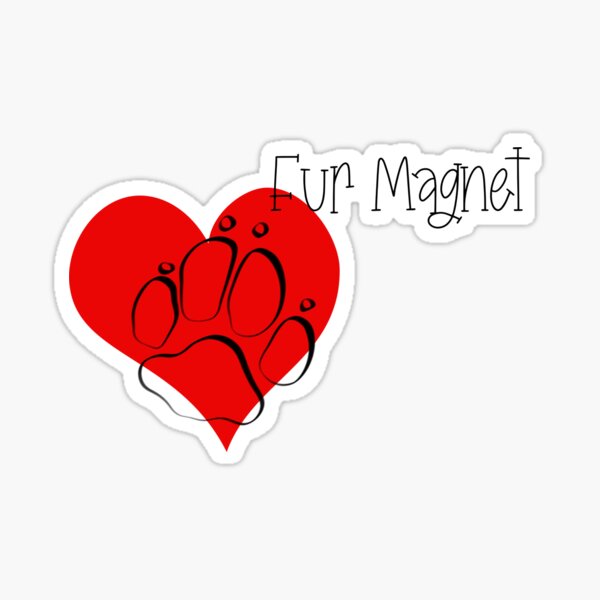 Fur Magnet - paw in heart Sticker