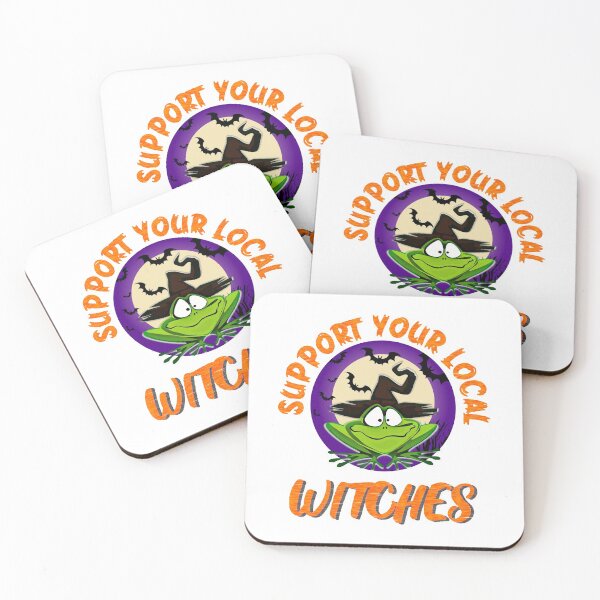 Item preview, Support Your Local Witches Funny Graphic Witch Frog  designed and sold by DPlumDesign.