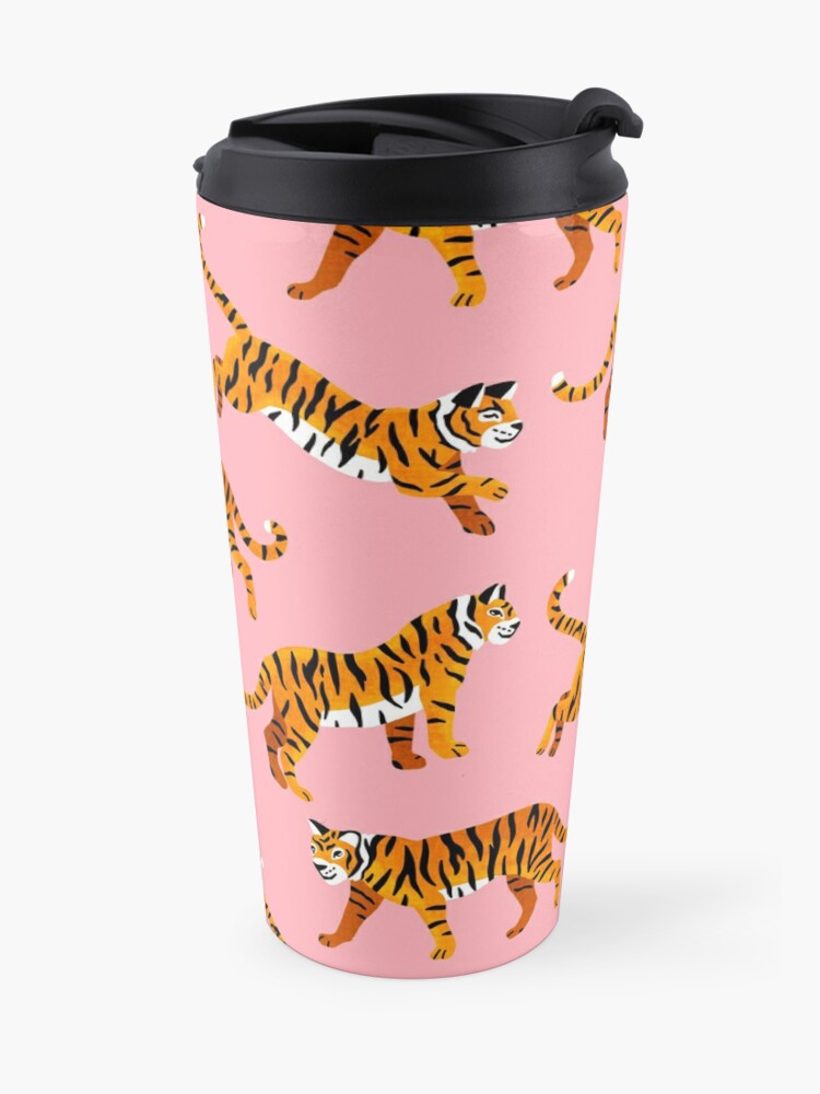 Alternate view of Bengal Tigers - Peachy Pink Travel Coffee Mug