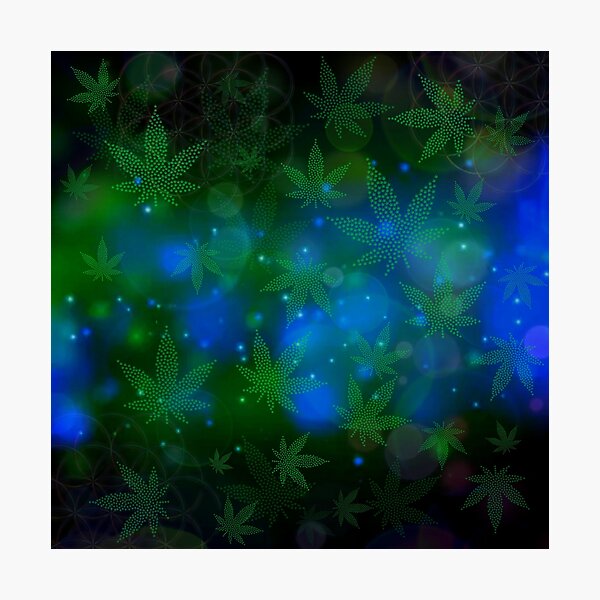 Item preview, Green Cosmic Hemp Leaves Green  designed and sold by shantilovesart.