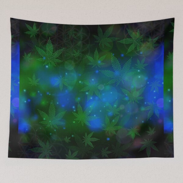 Item preview, Green Cosmic Hemp Leaves Green  designed and sold by shantilovesart.