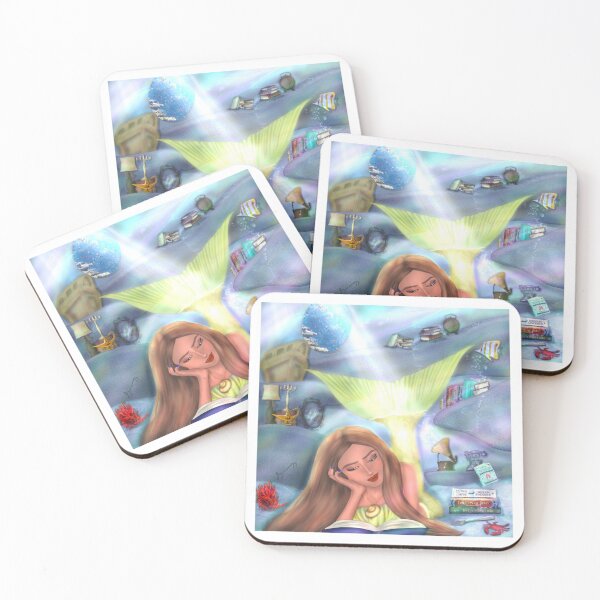 Item preview, Mermaid reading   designed and sold by BlackWhiteBouje.