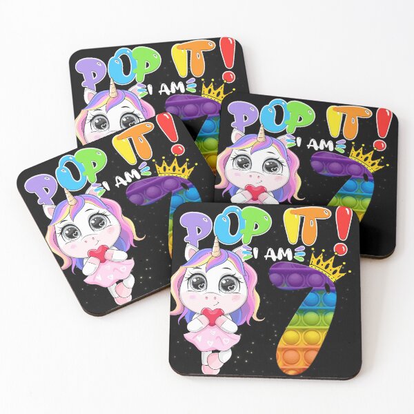 Item preview, 7th Birthday Girls Unicorn Pop it I am 7 years party designed and sold by FILUN.