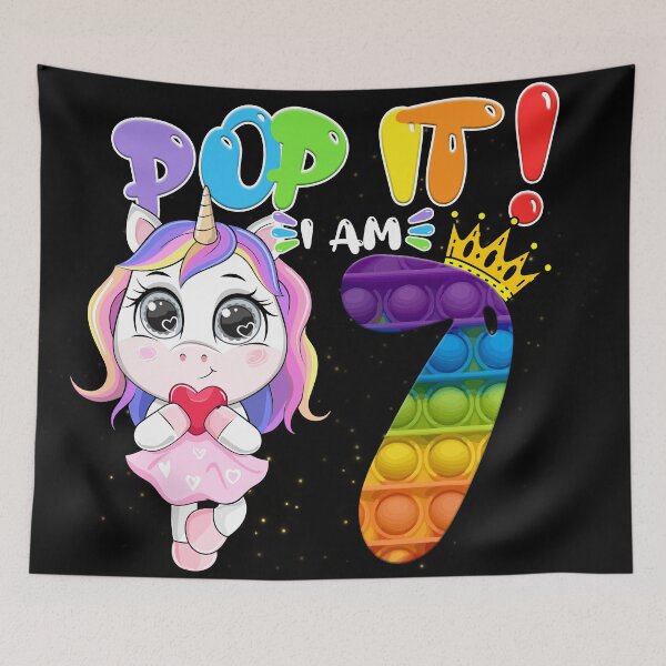 Item preview, 7th Birthday Girls Unicorn Pop it I am 7 years party designed and sold by FILUN.