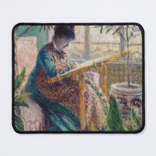 Item preview, Madame Monet Embroidering (1875) by Claude Monet designed and sold by Designedbysm.