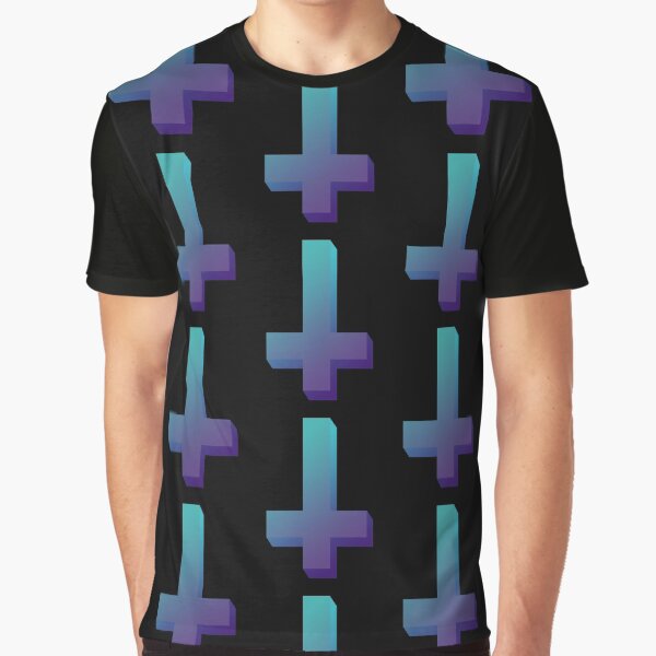 Item preview, Colorful Inverted Cross Pastel Goth Upside Down Cross Aqua Purple designed and sold by AlasAHintStudio.