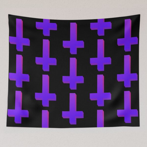 Item preview, Colorful Inverted Cross Pastel Goth Upside Down Cross Pink Purple designed and sold by AlasAHintStudio.