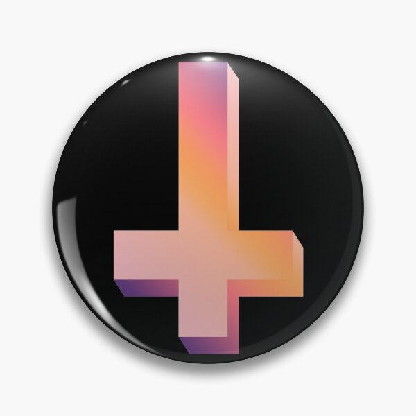 Item preview, Colorful Inverted Cross Pastel Goth Upside Down Cross Gradient Orange Pink Purple designed and sold by AlasAHintStudio.