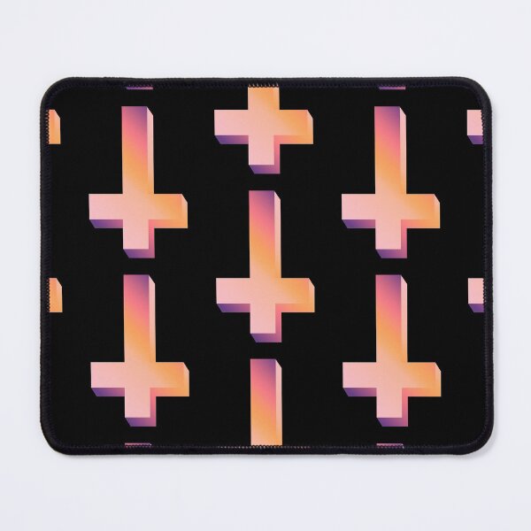 Item preview, Colorful Inverted Cross Pastel Goth Upside Down Cross Gradient Orange Pink Purple designed and sold by AlasAHintStudio.