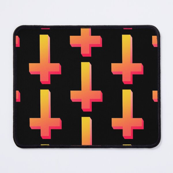 Item preview, Colorful Inverted Cross Pastel Goth Upside Down Cross Gradient Firey Orange designed and sold by AlasAHintStudio.