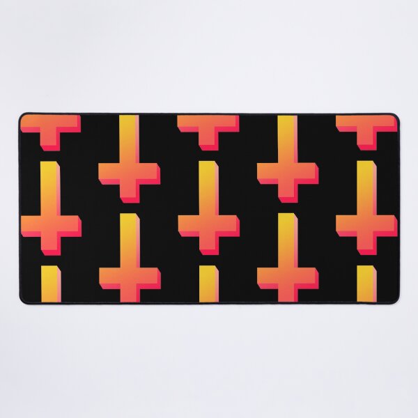 Item preview, Colorful Inverted Cross Pastel Goth Upside Down Cross Gradient Firey Orange designed and sold by AlasAHintStudio.
