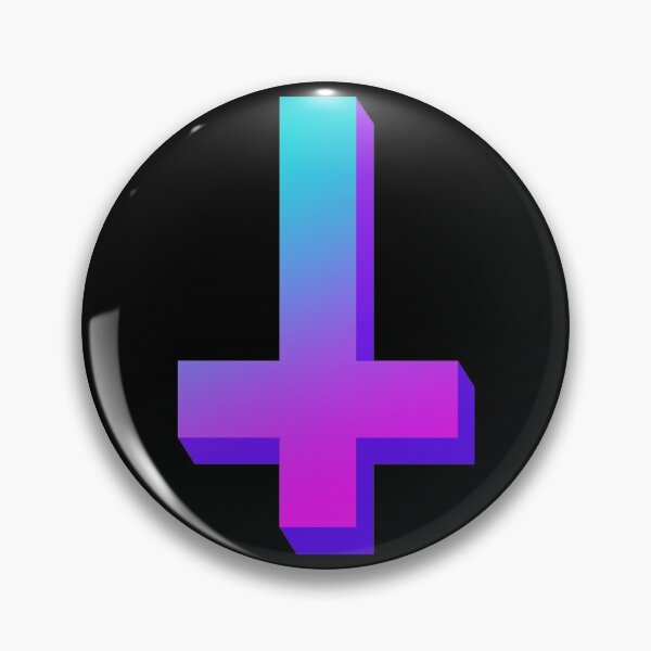 Item preview, Colorful Inverted Cross Pastel Goth Upside Down Cross Gradient Aqua Pink Purple designed and sold by AlasAHintStudio.