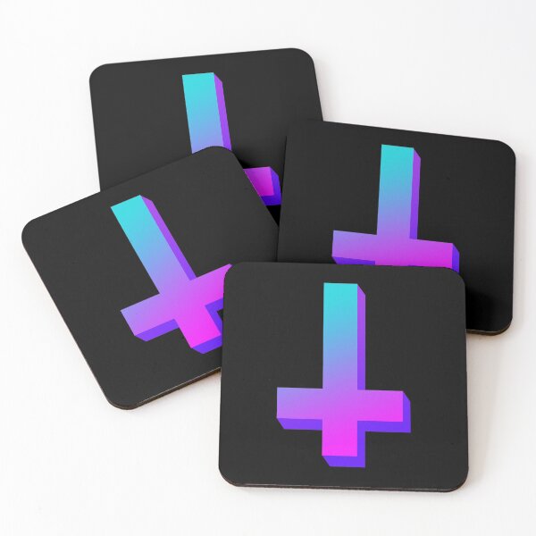 Item preview, Colorful Inverted Cross Pastel Goth Upside Down Cross Gradient Aqua Pink Purple designed and sold by AlasAHintStudio.