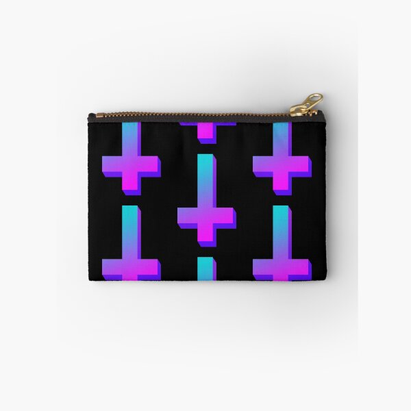 Item preview, Colorful Inverted Cross Pastel Goth Upside Down Cross Gradient Aqua Pink Purple designed and sold by AlasAHintStudio.