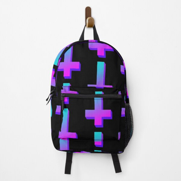 Item preview, Colorful Inverted Cross Pastel Goth Upside Down Cross Gradient Aqua Pink Purple designed and sold by AlasAHintStudio.
