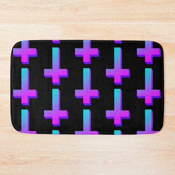 Item preview, Colorful Inverted Cross Pastel Goth Upside Down Cross Gradient Aqua Pink Purple designed and sold by AlasAHintStudio.