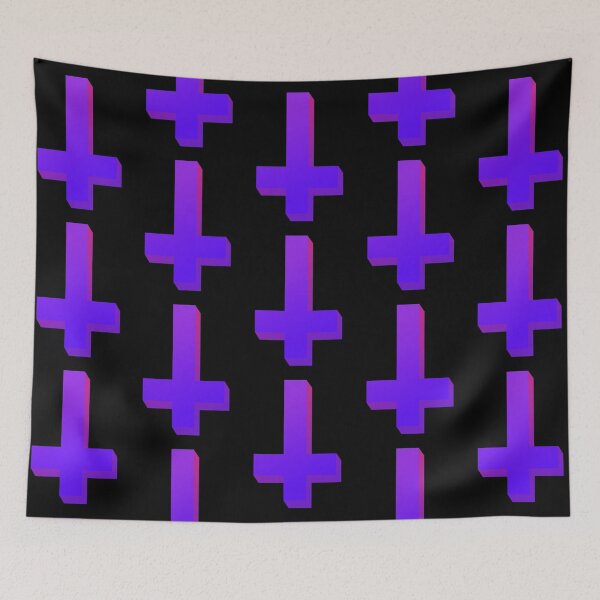 Item preview, Colorful Inverted Cross Pastel Goth Upside Down Cross Pink Purple designed and sold by AlasAHintStudio.