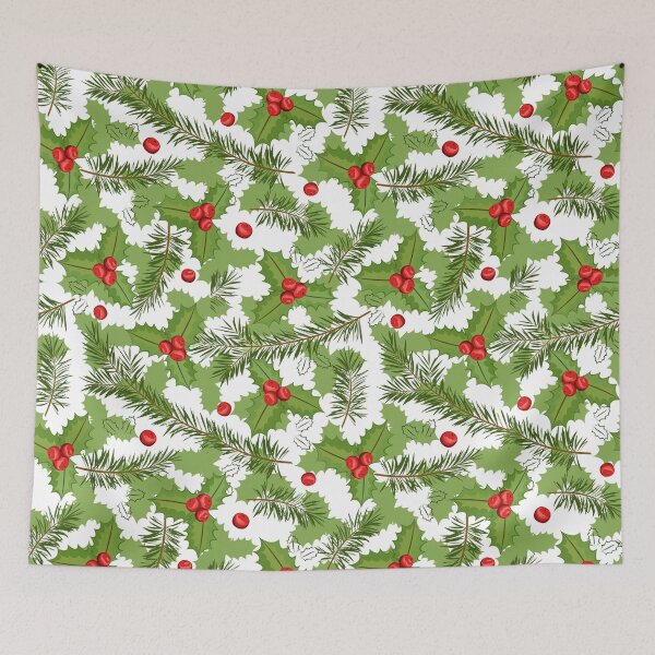 Item preview, Christmas holly berries and pine barebranch designed and sold by urban-color.