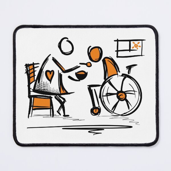 Item preview, Nursing Assistant feeds a nursing house resident. Man in a Wheelchair. Caregivers. CNA. designed and sold by funnycolors.