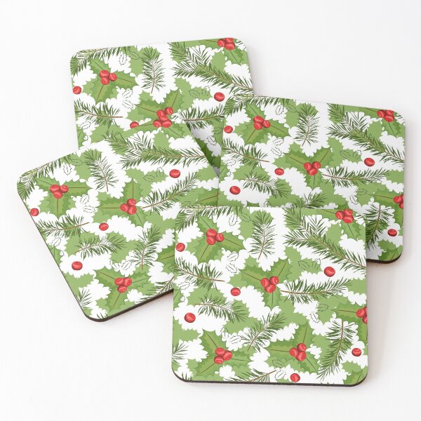 Item preview, Christmas holly berries and pine barebranch designed and sold by urban-color.