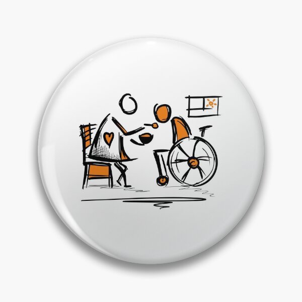 Item preview, Nursing Assistant feeds a nursing house resident. Man in a Wheelchair. Caregivers. CNA. designed and sold by funnycolors.